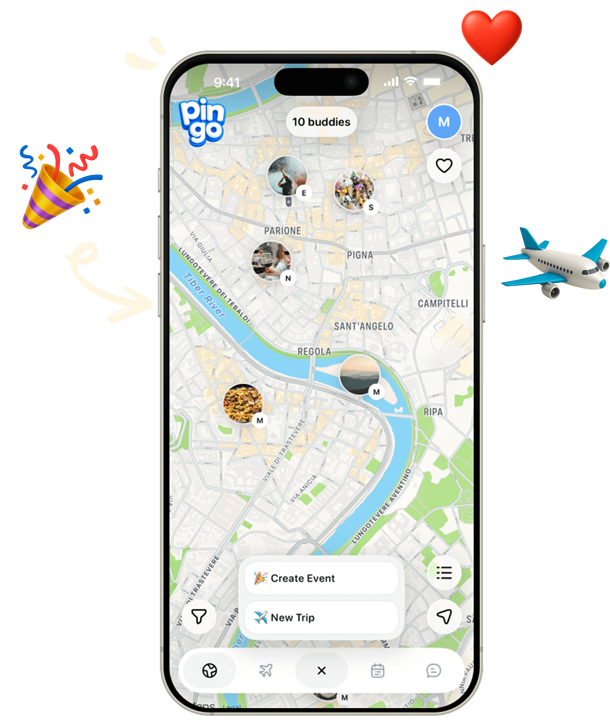 Pingo trip planning screen on iPhone