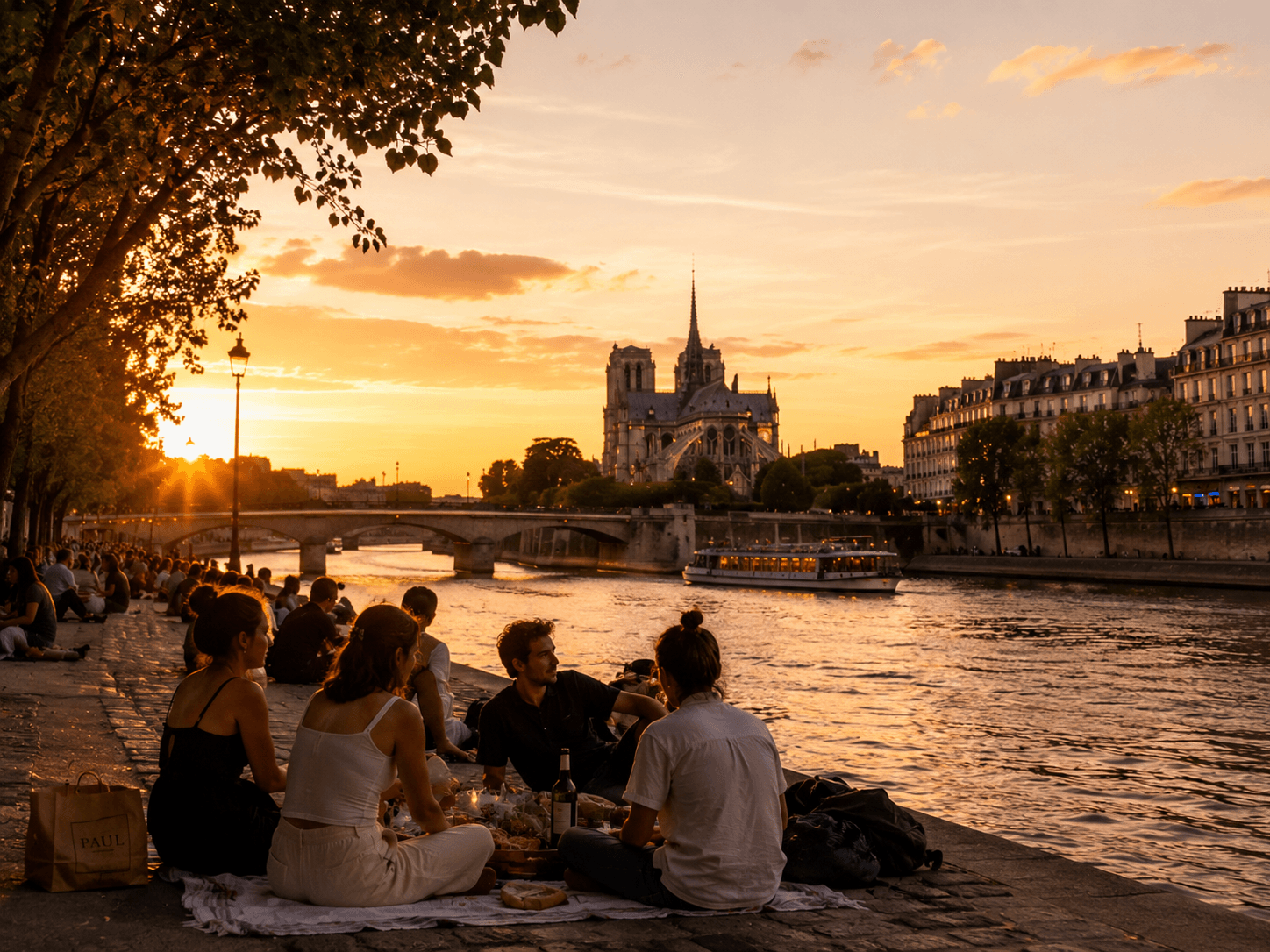 wine, cheese & sunset by the seine ๐ง